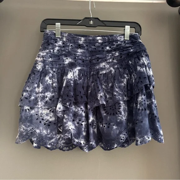 LoveShackFancy Navy Tie-Dye Ruffle Skort - Picture 1 of 5